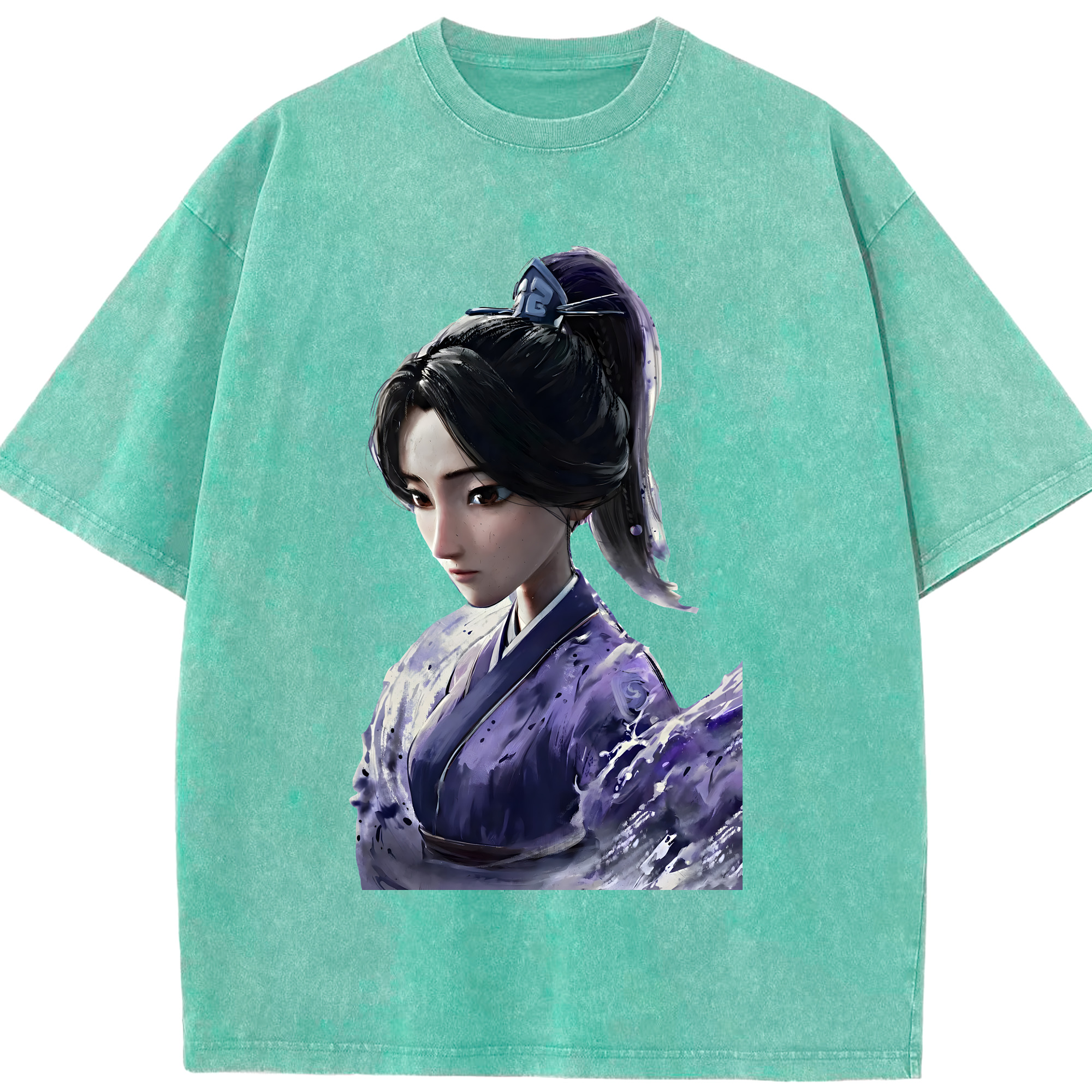 （画像用） Ne Zha 2 ナタ 魔童の大暴れ 綿100% ヴィンテージ風 半袖Tシャツ（フロントプリント）